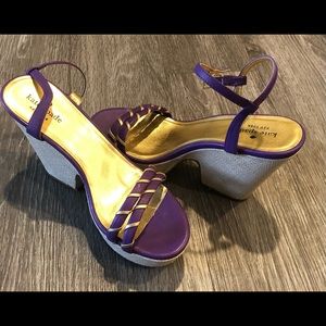 kate spade Purple and Gold Braided Wedge Sandals
